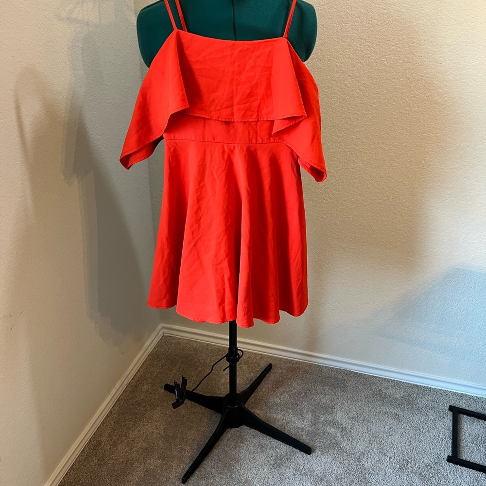 Lulus orange skater dress size Small